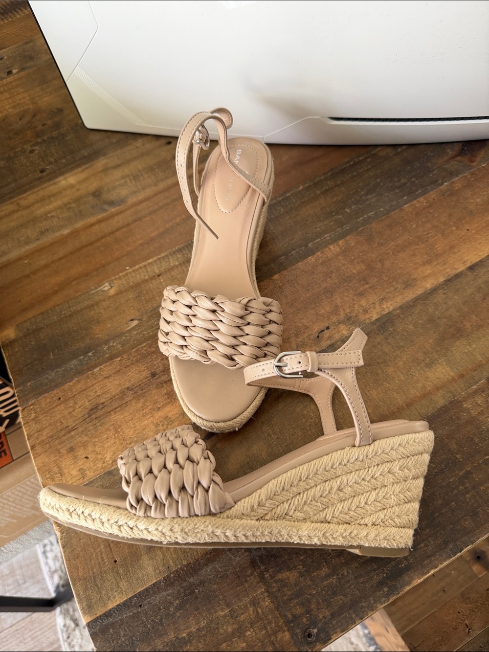Bandolino Neutral Tan Braided Espadrille Wedge Sandals